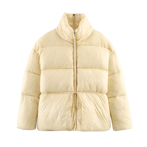 Damen Wattierte Kurzjacke mit Tunnelzug‑Taillierung und hohem Stehkragen Shop Nory