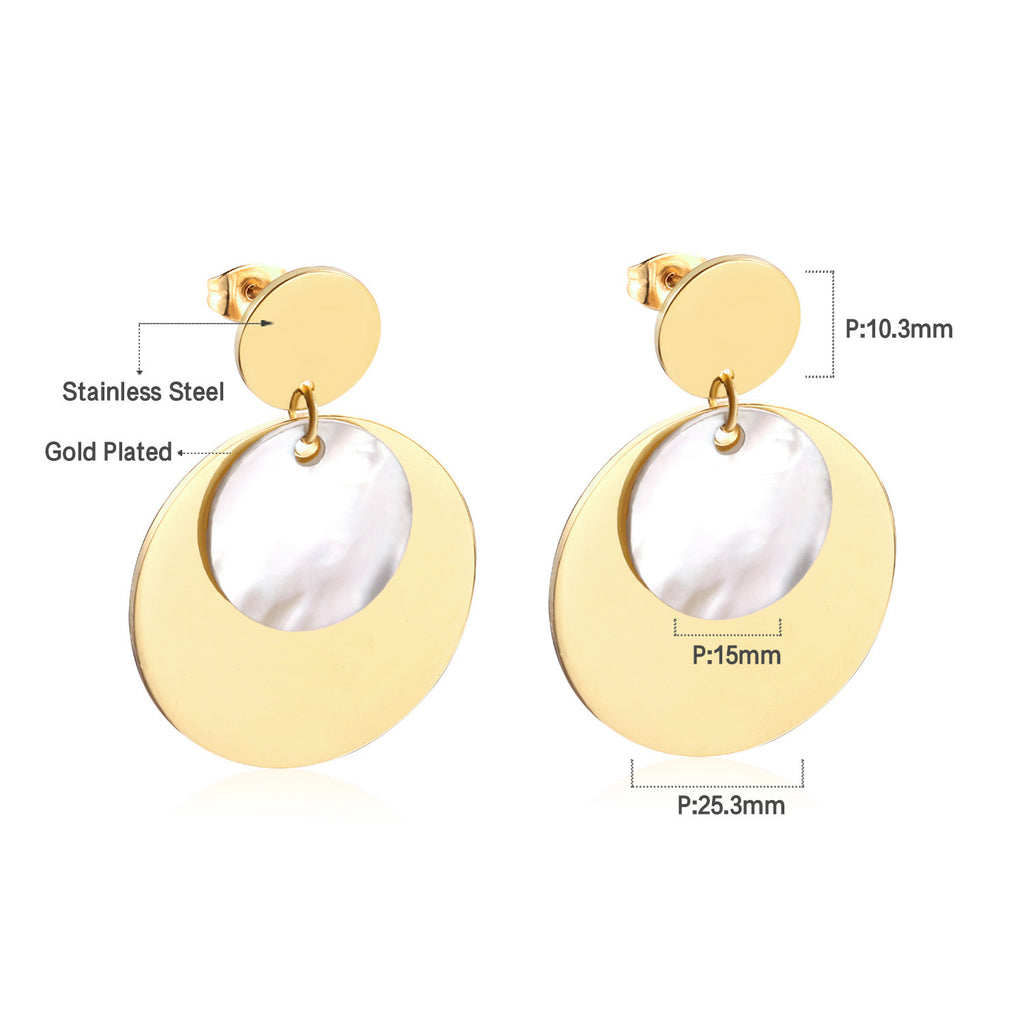Damen Ohrringe mit elegantem, doppellagigem Rechteckdesign aus Edelstahl und goldplattierter Oberfläche Shop Nory