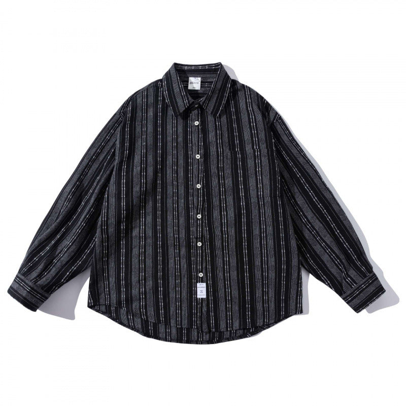 Herren Oversize-Hemd im Boxy-Schnitt mit strukturiertem Streifenmuster und abgerundetem Saum Shop Nory