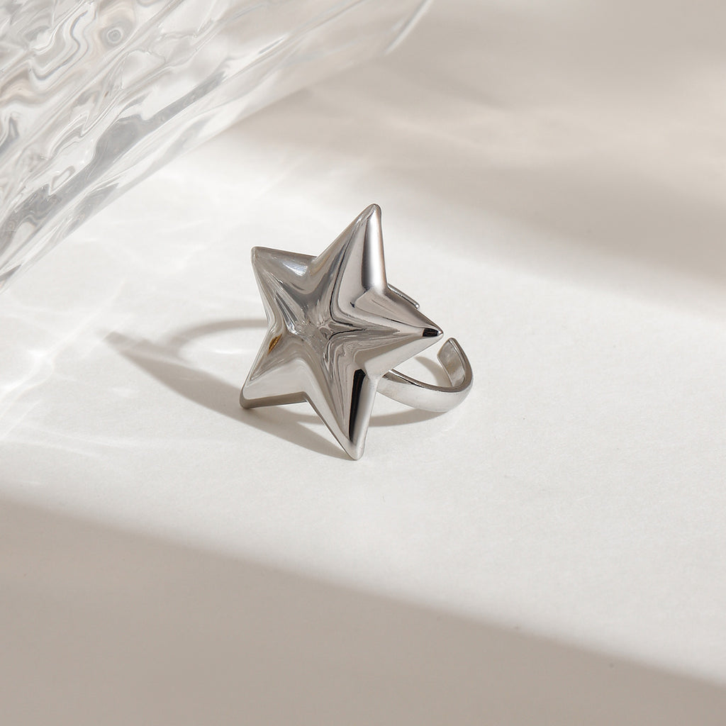 Damen Offener Sternring aus hypoallergenem Edelstahl Shop Nory
