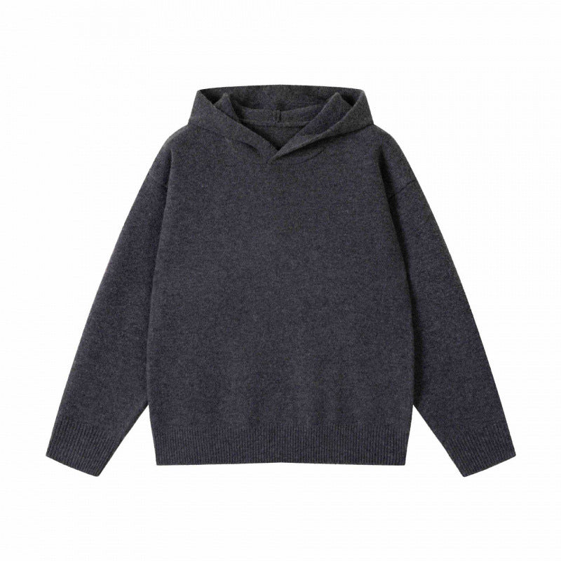 Unisex Oversize-Feinstrick-Kapuzenpullover mit Raglanärmeln und geripptem Saum Shop Nory