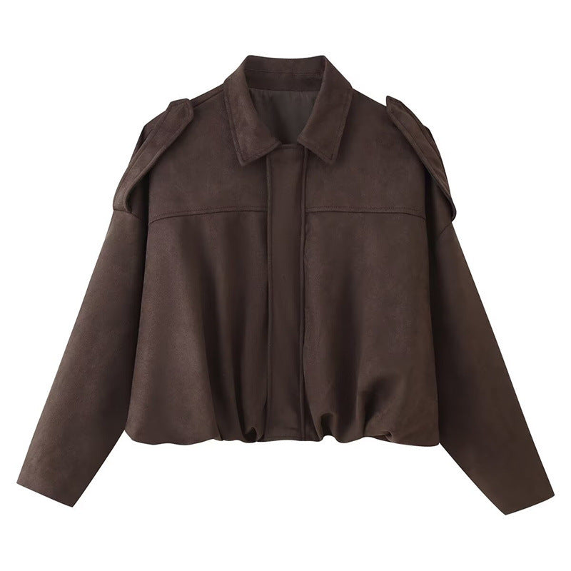 Damen Kurzgeschnittene Oversize Blousonjacke mit Schulterklappen Shop Nory