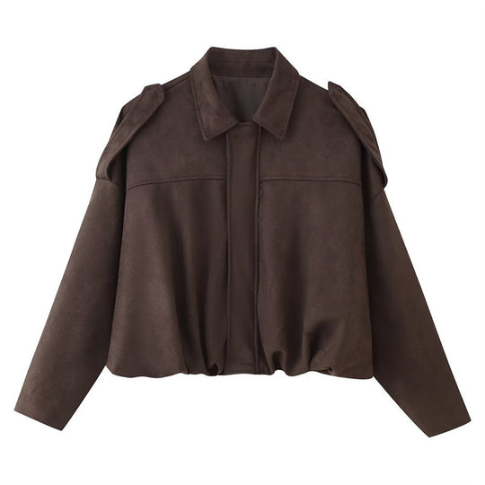 Damen Kurzgeschnittene Oversize Blousonjacke mit Schulterklappen Shop Nory