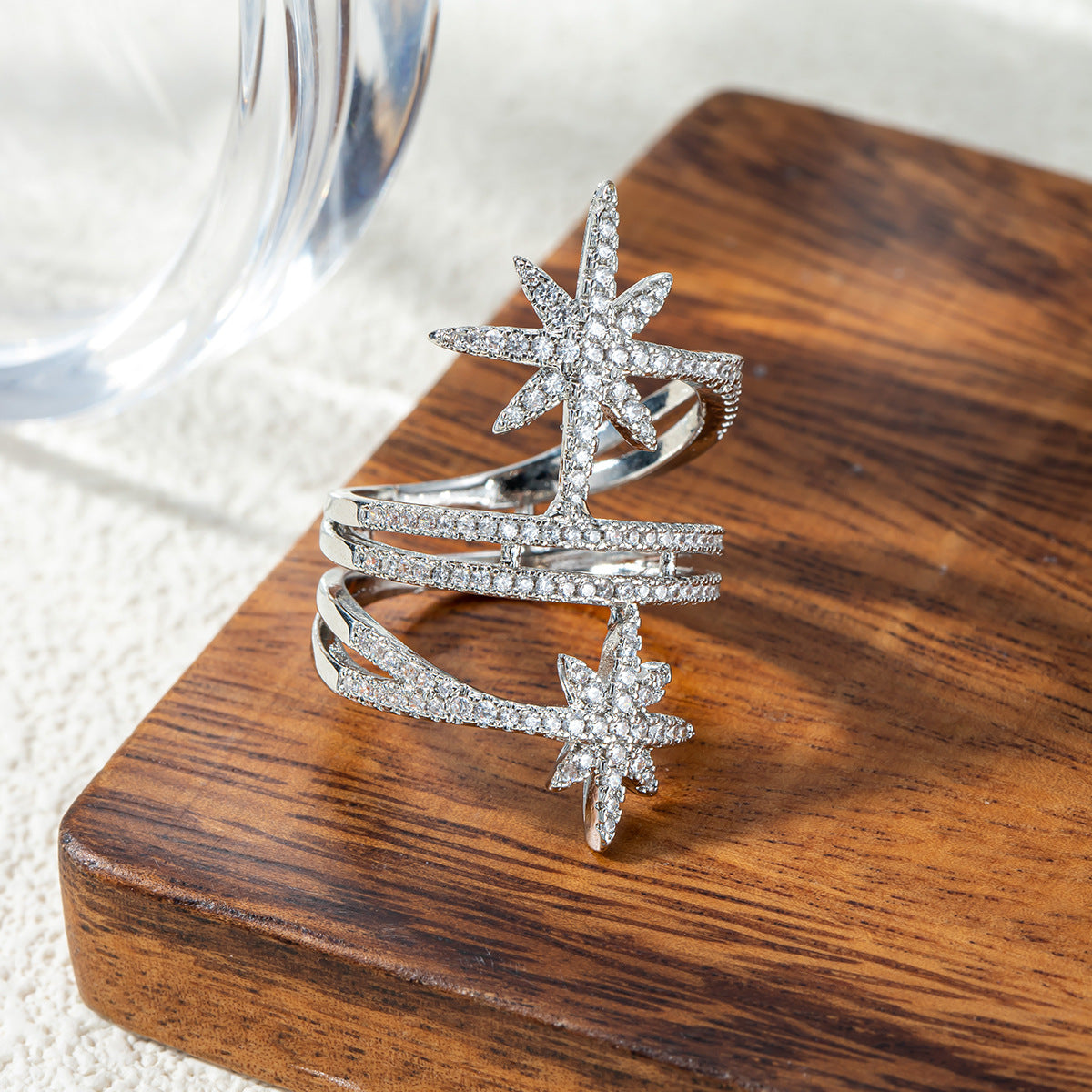 Damen Funkelnder Ring mit Sternenmotiv Shop Nory