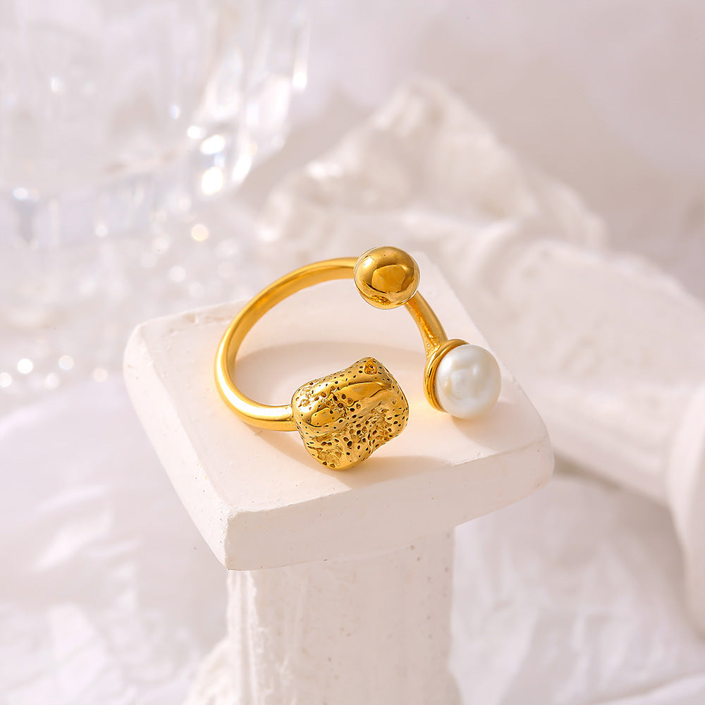 Damenring mit einzigartigem Design und frischer Perle Shop Nory