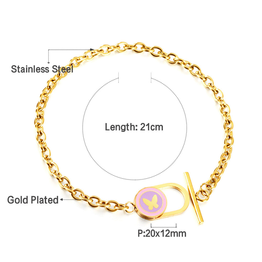 Damen Armkettchen mit bunten Anhängern aus hochwertigem Edelstahl Shop Nory
