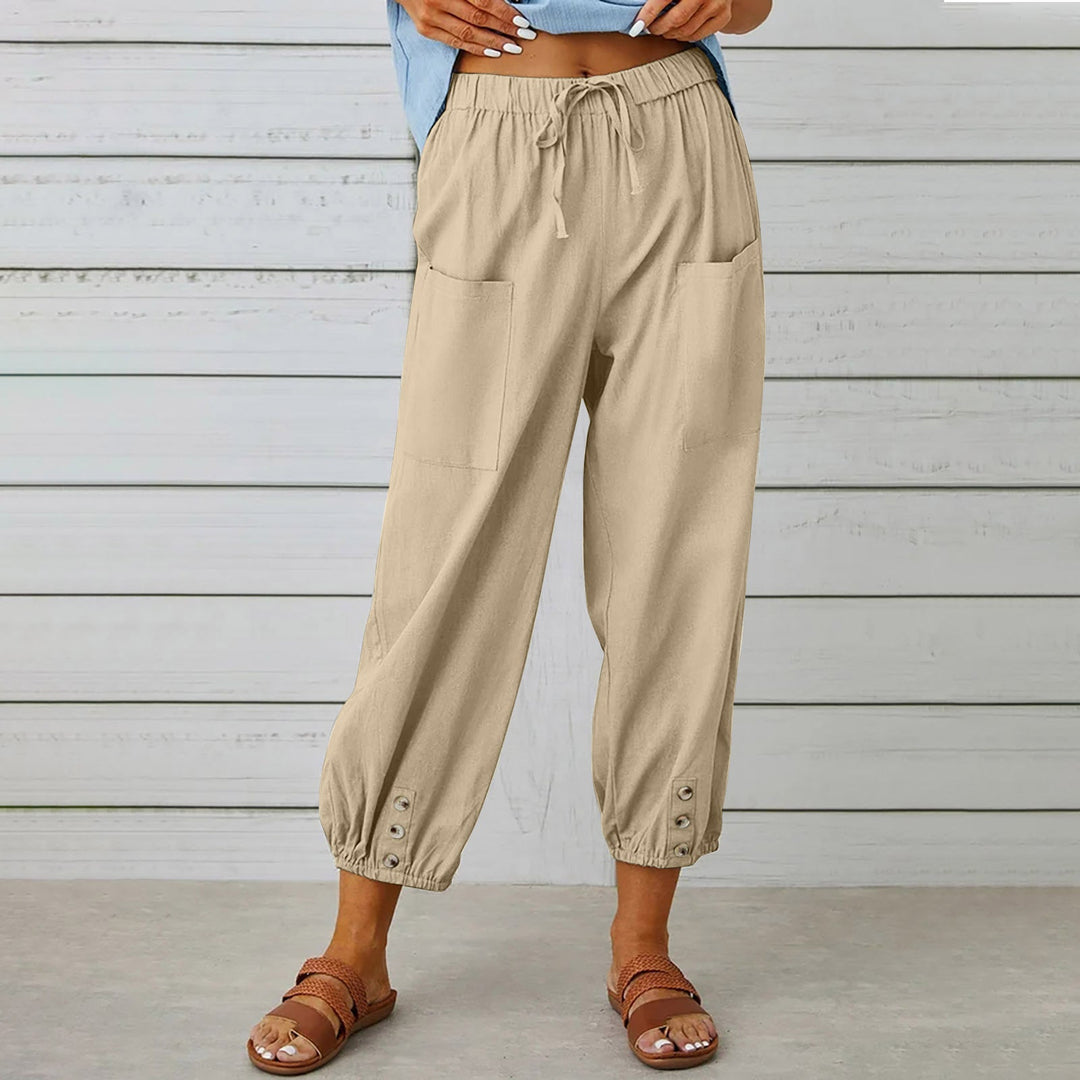 Damen modische Freizeit-Hose mit praktischen Taschen und elastischen Bündchen