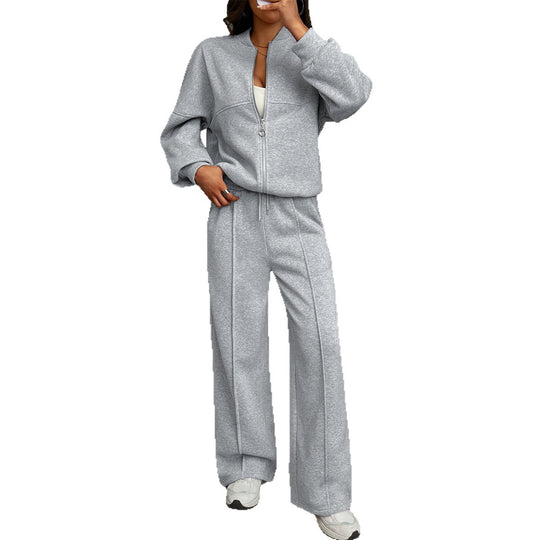 Damen nan Oversize-Sweatset mit Reißverschluss-Bomberjacke und Highwaist-Palazzohose Shop Nory