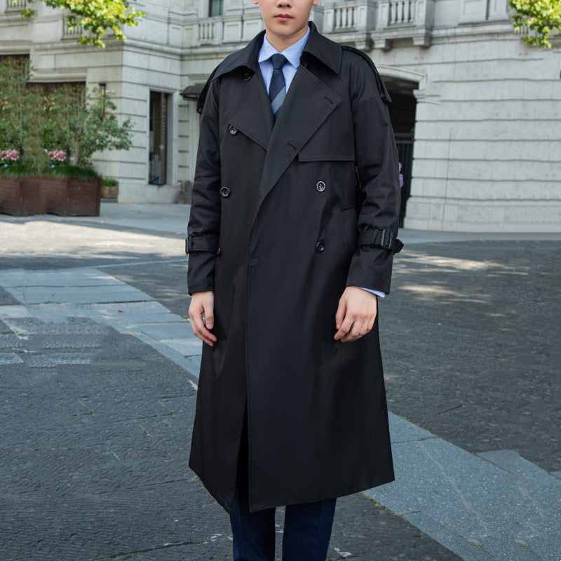 Herren Doppelreihiger Trenchcoat mit Taillengürtel und Epauletten Shop Nory