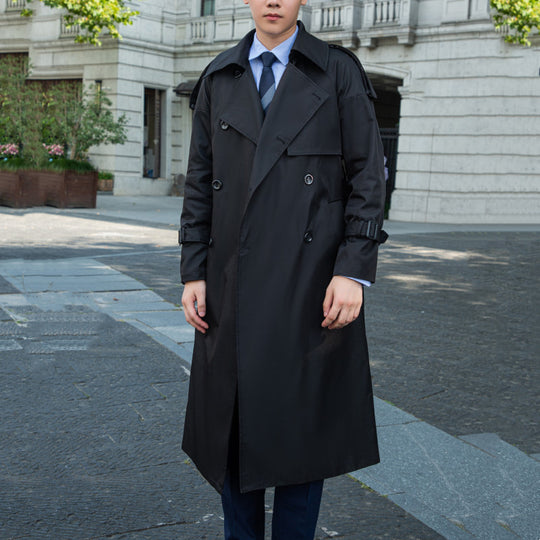 Herren Doppelreihiger Trenchcoat mit Taillengürtel und Epauletten Shop Nory