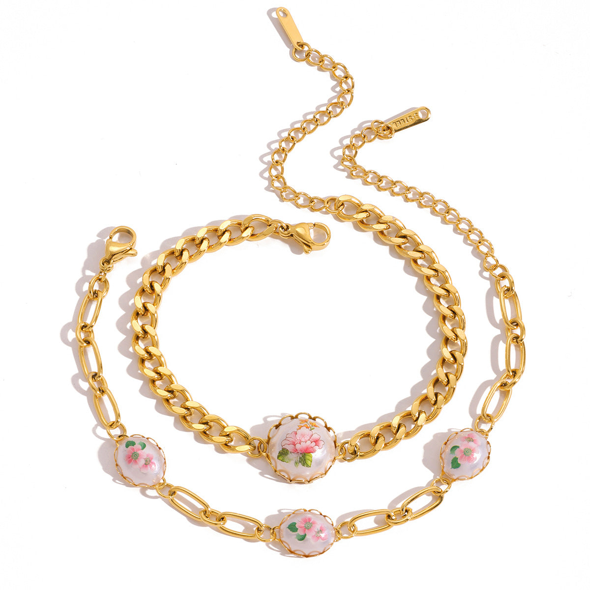 Damen Edelstahlarmband mit floralem Design und verstellbarem Verschluss Shop Nory