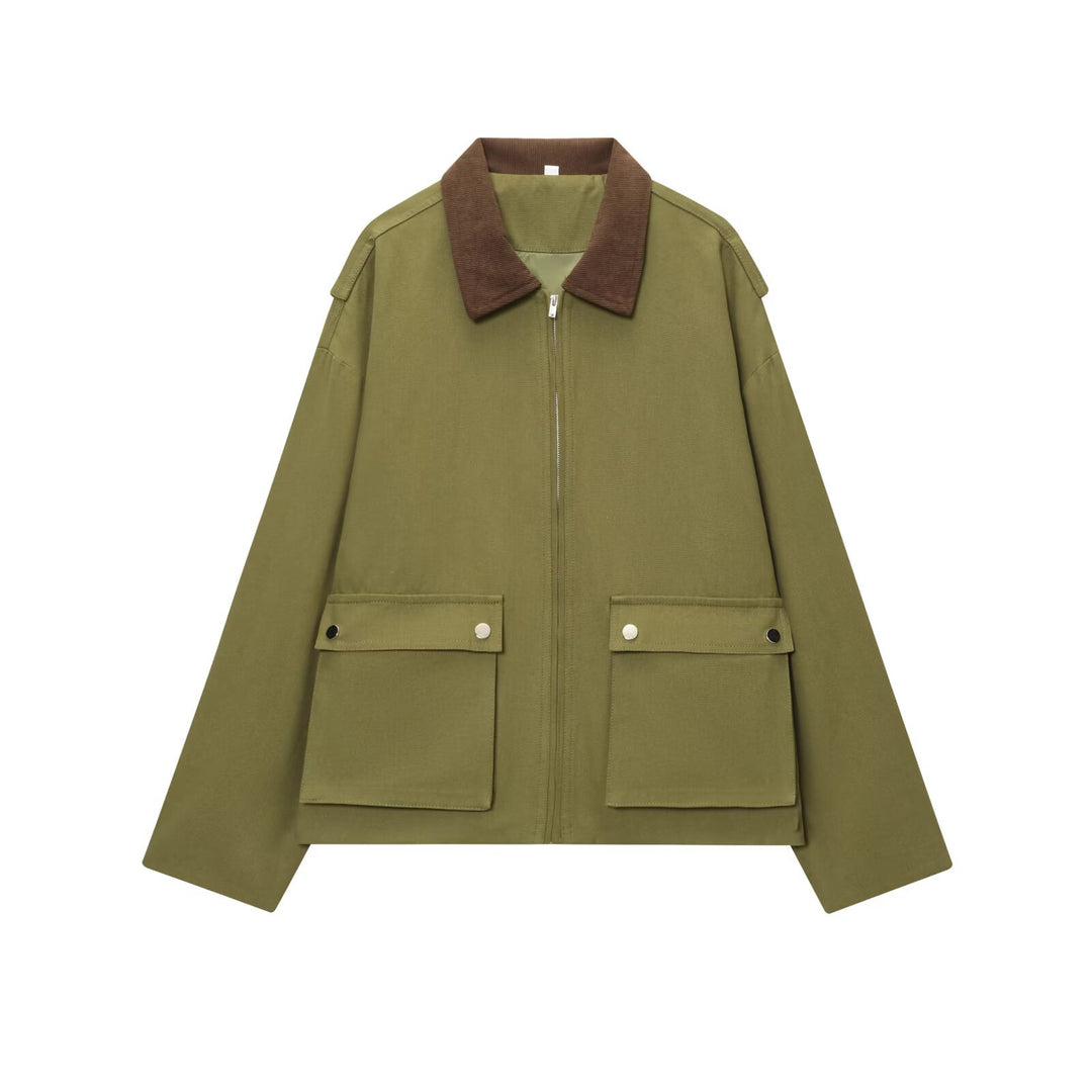 Damen Utility-Fieldjacke mit Cordkragen, Reißverschluss und aufgesetzten Klappentaschen Shop Nory