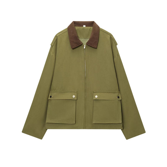 Damen Utility-Fieldjacke mit Cordkragen, Reißverschluss und aufgesetzten Klappentaschen Shop Nory