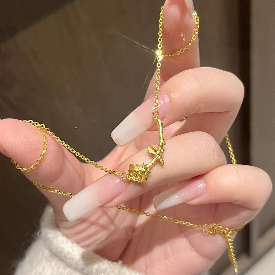 Stylische Damen Rose Anhänger Halskette Shop Nory