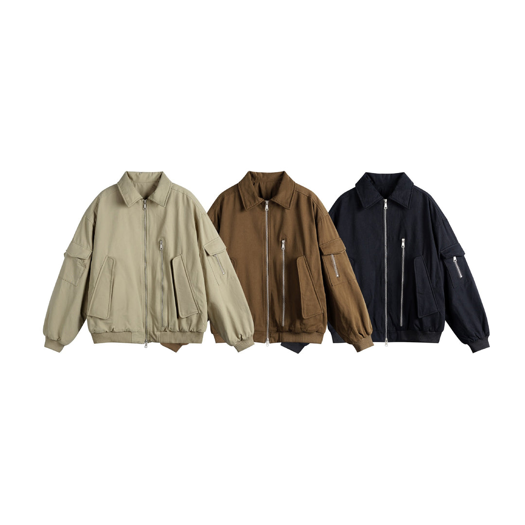 Unisex Boxy Utility-Blousonjacke mit Zip-Details und funktionalen Pattentaschen Shop Nory