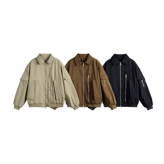 Unisex Boxy Utility-Blousonjacke mit Zip-Details und funktionalen Pattentaschen Shop Nory