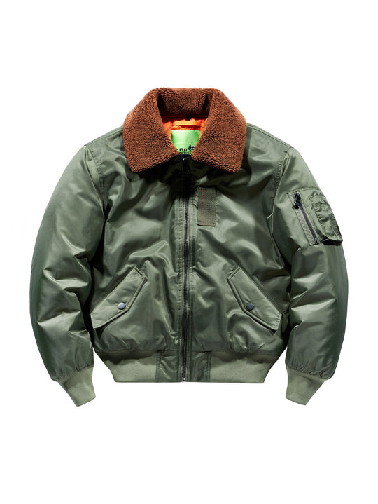 Herren Pilotenbomberjacke mit Teddykragen und Utility-Ärmeltasche Shop Nory