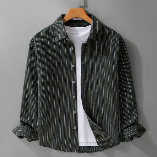 Herren Leichtes Langarm-Hemd mit feiner Nadelstreifenstruktur und Relaxed-Fit Shop Nory