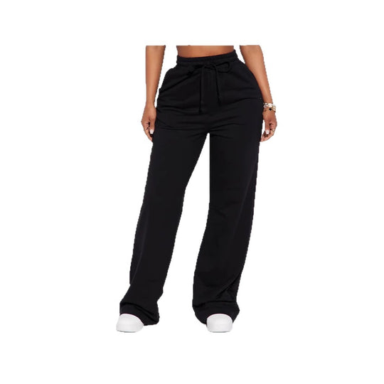 Damen nan breite High-Waist Loungehose aus weichem Baumwollmix mit Kordelzug und Eingrifftaschen Shop Nory