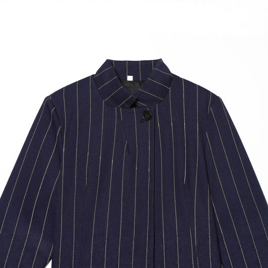 Damen Kurzblazer im Boxy-Cut mit Stehkragen und Nadelstreifen Shop Nory