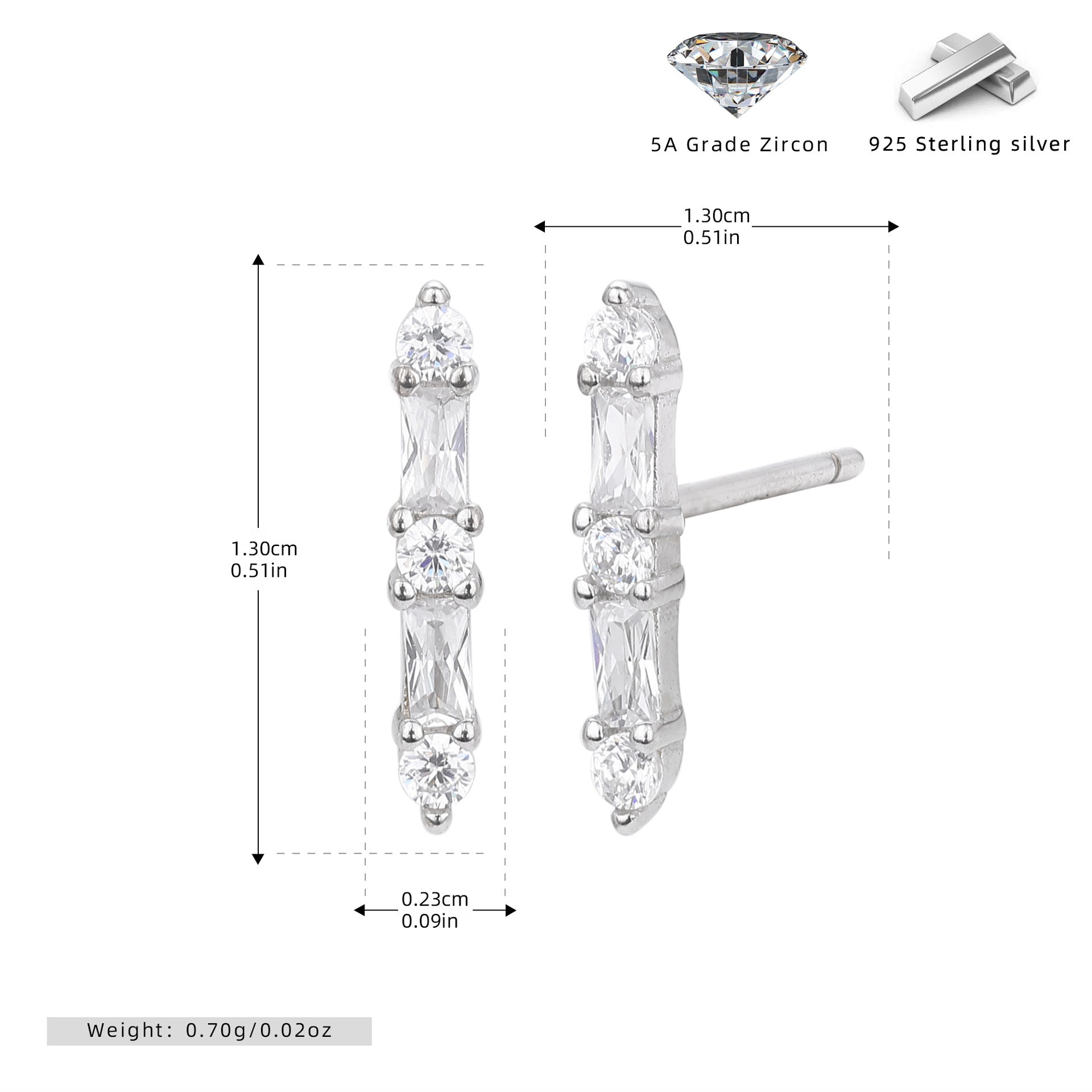 Damen Ohrstecker aus hochwertigem 925 Sterling Silber mit funkelnden Zirkonen Shop Nory
