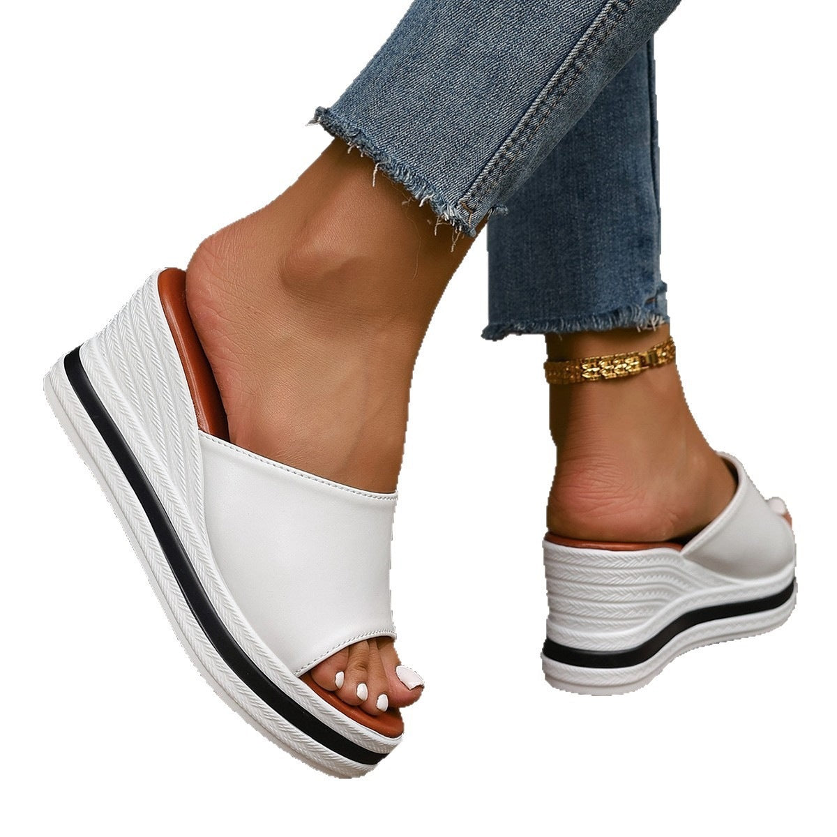 Damen Plattform-Pantoletten mit elegantem Design und offenem Schnitt Shopnory