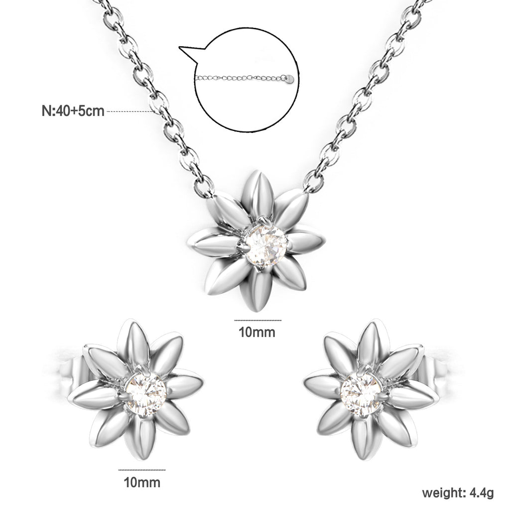 Damen Schmuckset mit floralem Design und funkelnden Kristallen Shop Nory