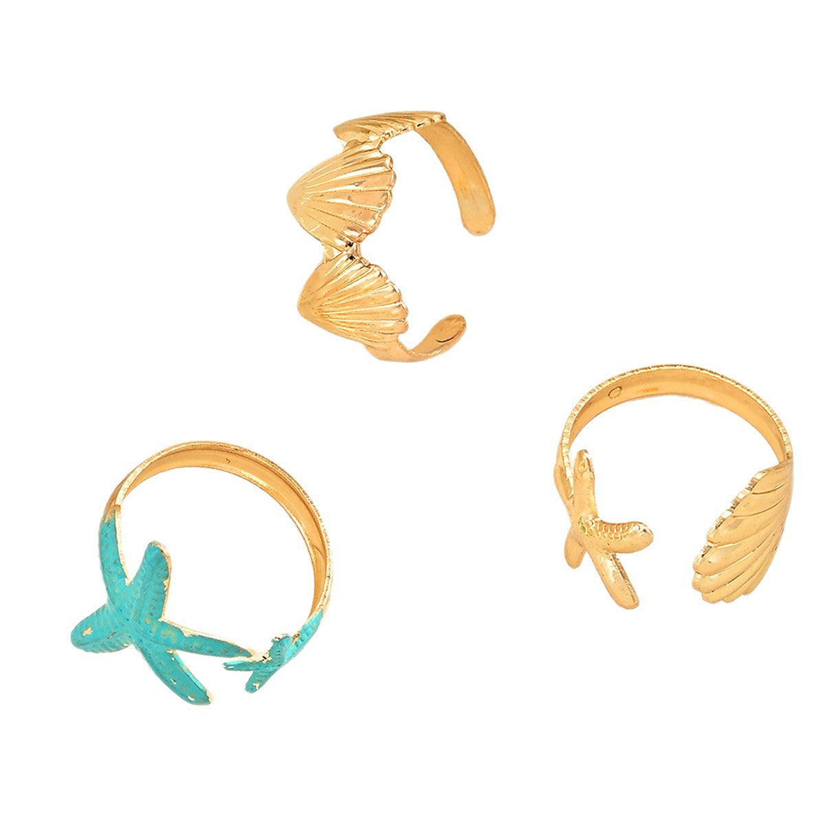 Damen elegantes Ring-Set mit maritimen Motiven und kreativen Details Shop Nory