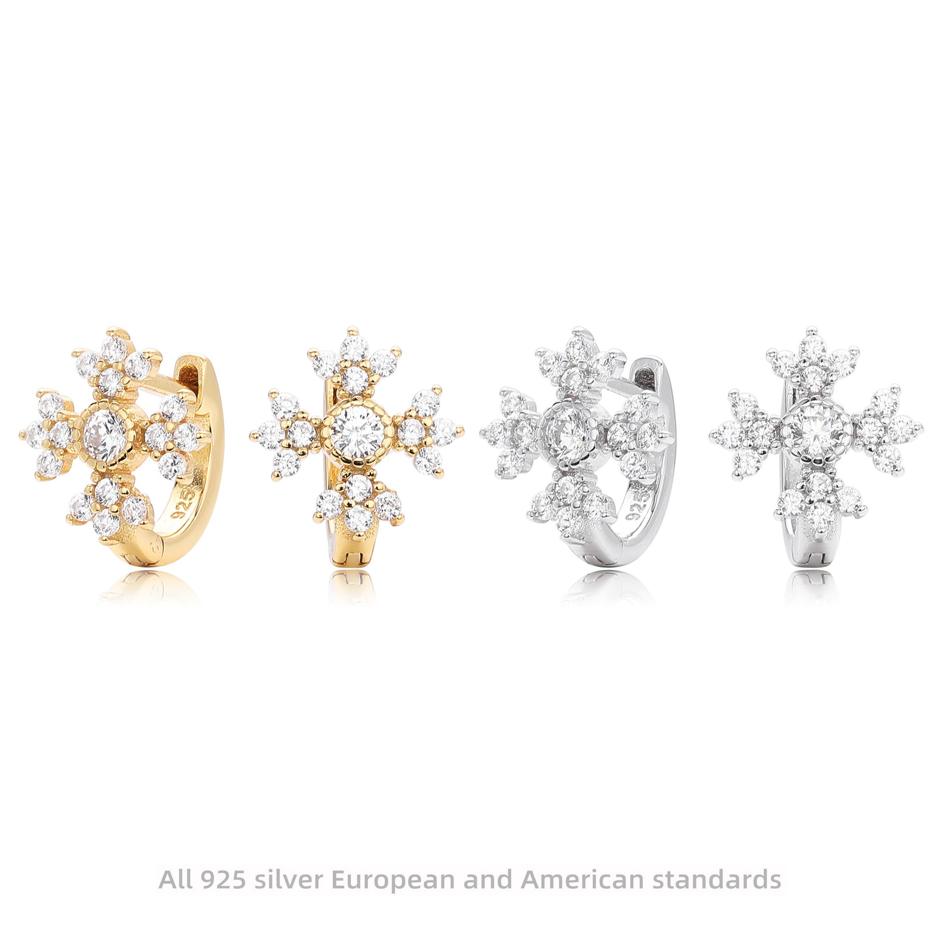 Damen Ohrhänger mit funkelndem Zirkon und goldfarbener 925 Sterlingsilber-Fassung Shop Nory