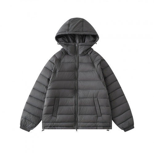 Unisex Leichte wattierte Kapuzenjacke mit Zwei-Wege-Reißverschluss und verstellbarem Saum Shop Nory