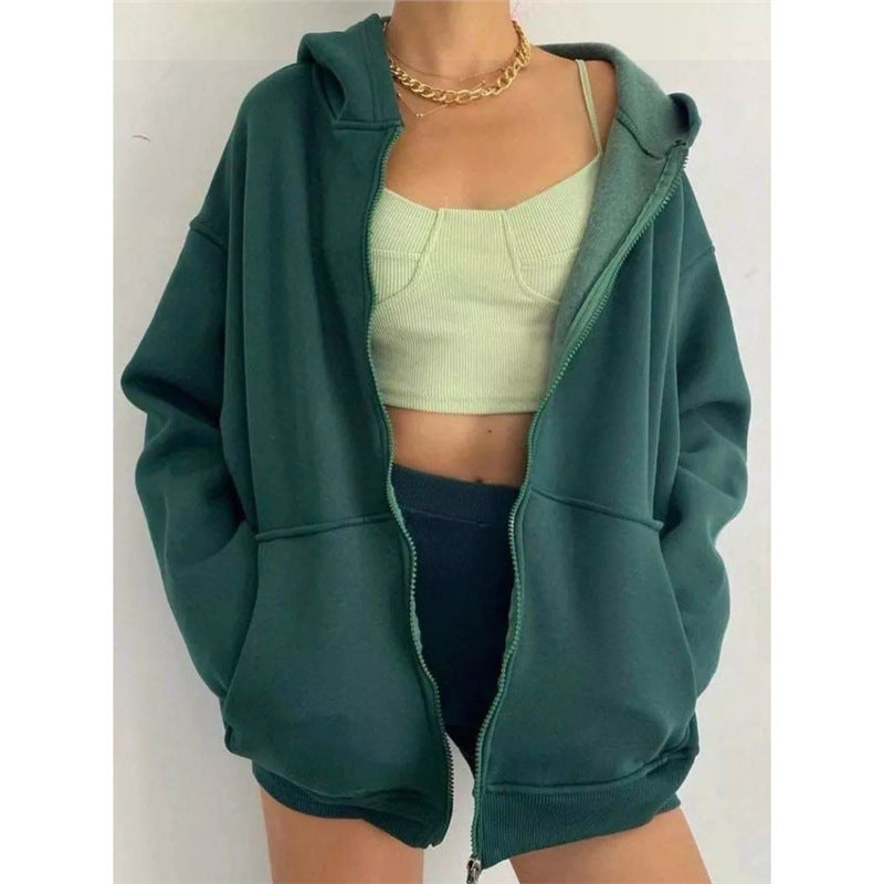 Damen nan oversized Kapuzenjacke mit Reißverschluss und Kängurutaschen Shop Nory