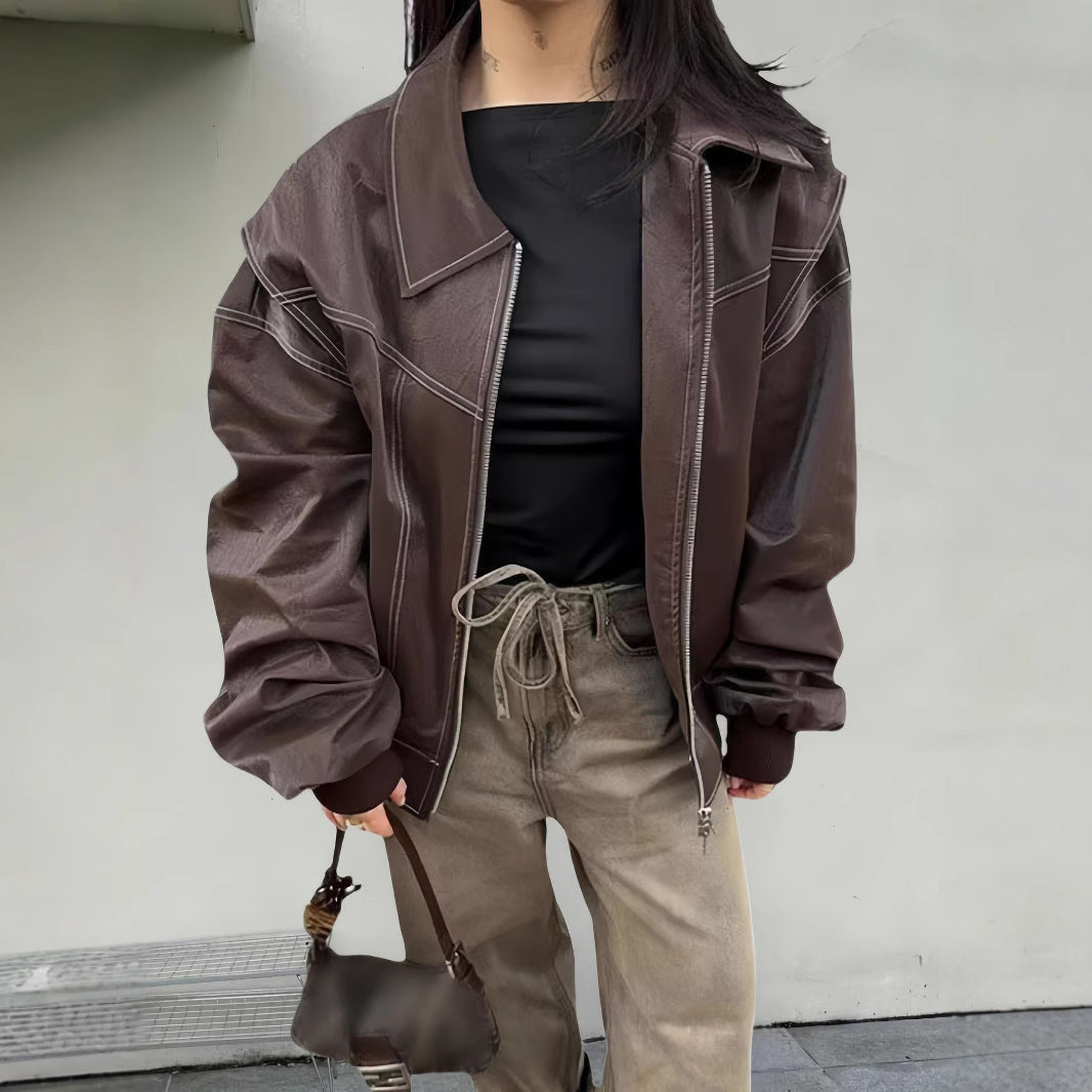 Damen lässige Oversized-Bomberjacke