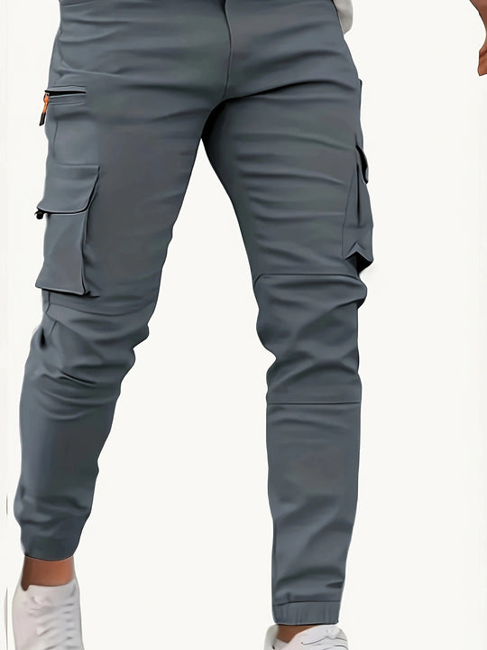 Herren Konisch geschnittene Utility-Cargohose mit Reißverschlusstasche, Klappentaschen und D-Ring Shop Nory