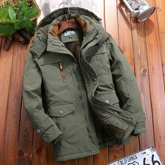 Herren wärmender Canvas-Fieldparka mit Teddyfutter, Kapuze und multifunktionalen Utility‑Taschen Shop Nory