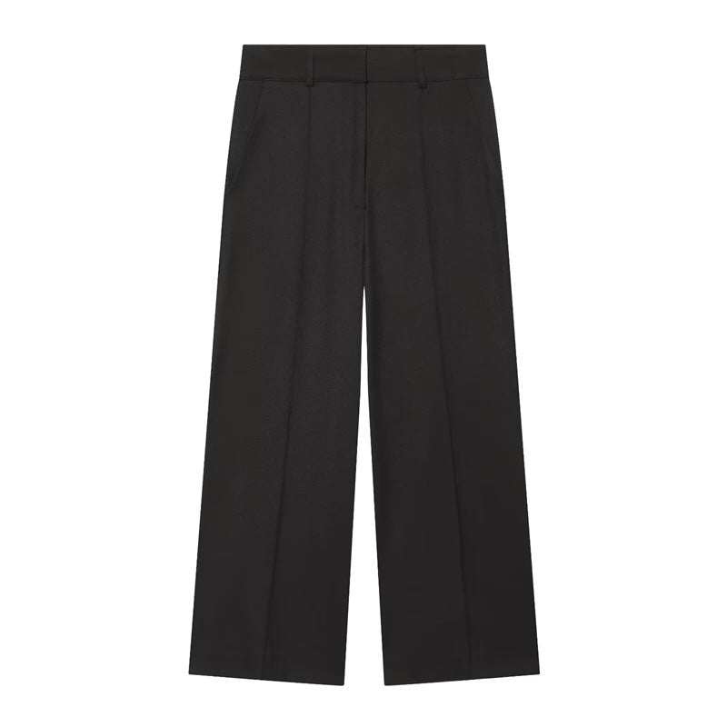 Damen Hochtaillierte weite Culotte-Hose mit Bügelfalte und Bundfalten Shop Nory
