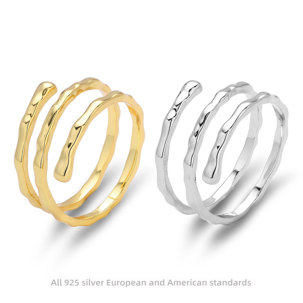 Damen Ring mit kreativem, gewelltem Design aus 925 Sterling Silber Shop Nory