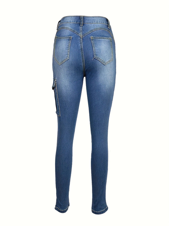 Damen Hochtaillierte Stretch-Cargo-Jeggings mit schmaler Passform und seitlicher Cargotasche Shop Nory