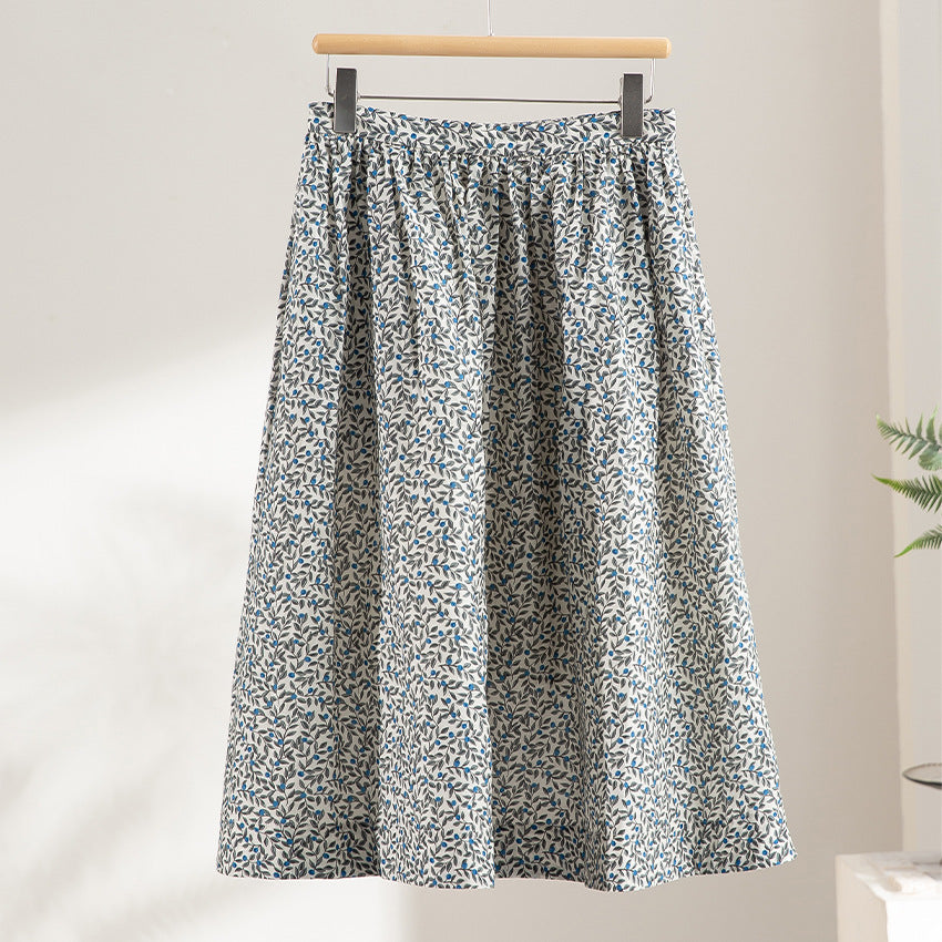 Damen Midirock mit Plissée‑Optik, gerafftem Bund und floralem Print Shop Nory