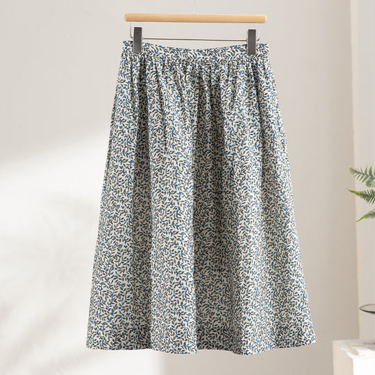 Damen Midirock mit Plissée‑Optik, gerafftem Bund und floralem Print Shop Nory