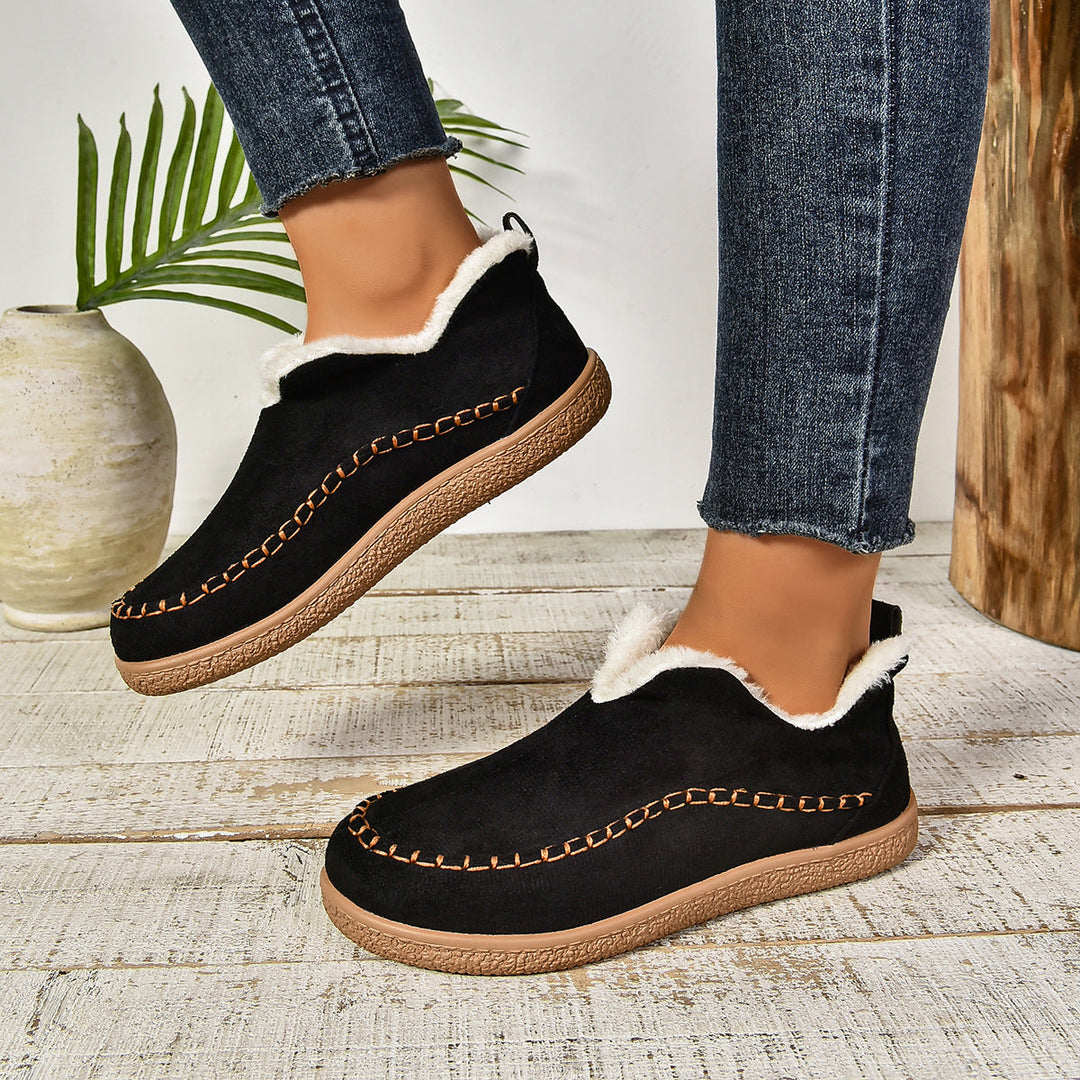 Damen Slipper mit warmem Fleece-Futter und rutschfester Sohle
