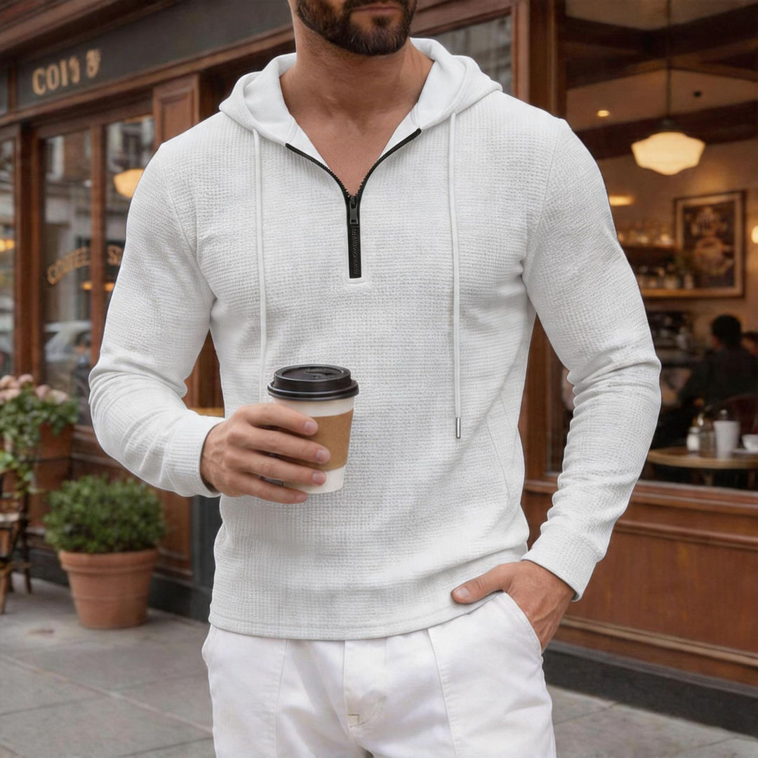 Herren texturierter Halbzip-Kapuzenpullover in Slim Fit Shop Nory