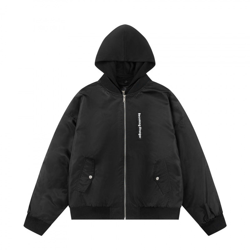 Unisex Oversize Kapuzen-Blousonjacke mit Rippbündchen und Pattentaschen Shop Nory