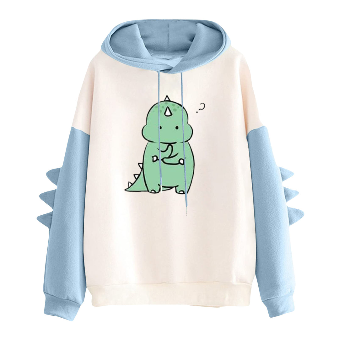 Damen nan Kapuzenpullover mit niedlichem Dinosaurier-Print und dreidimensionalen Ärmeldetails Shop Nory