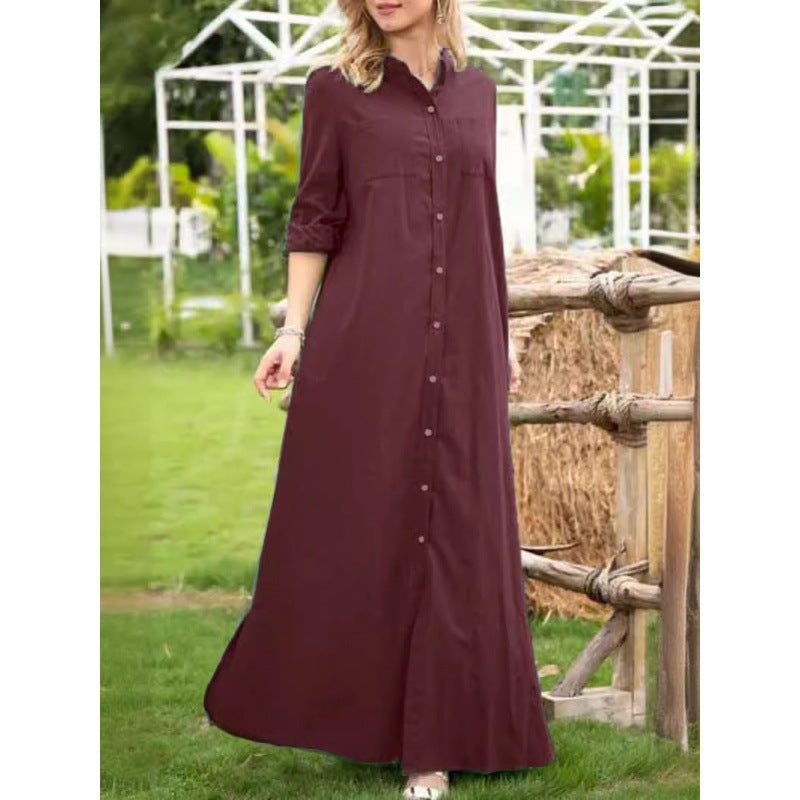 Damen Langarmhemdkleid mit Knopfdetails und raffiniertem Schnitt