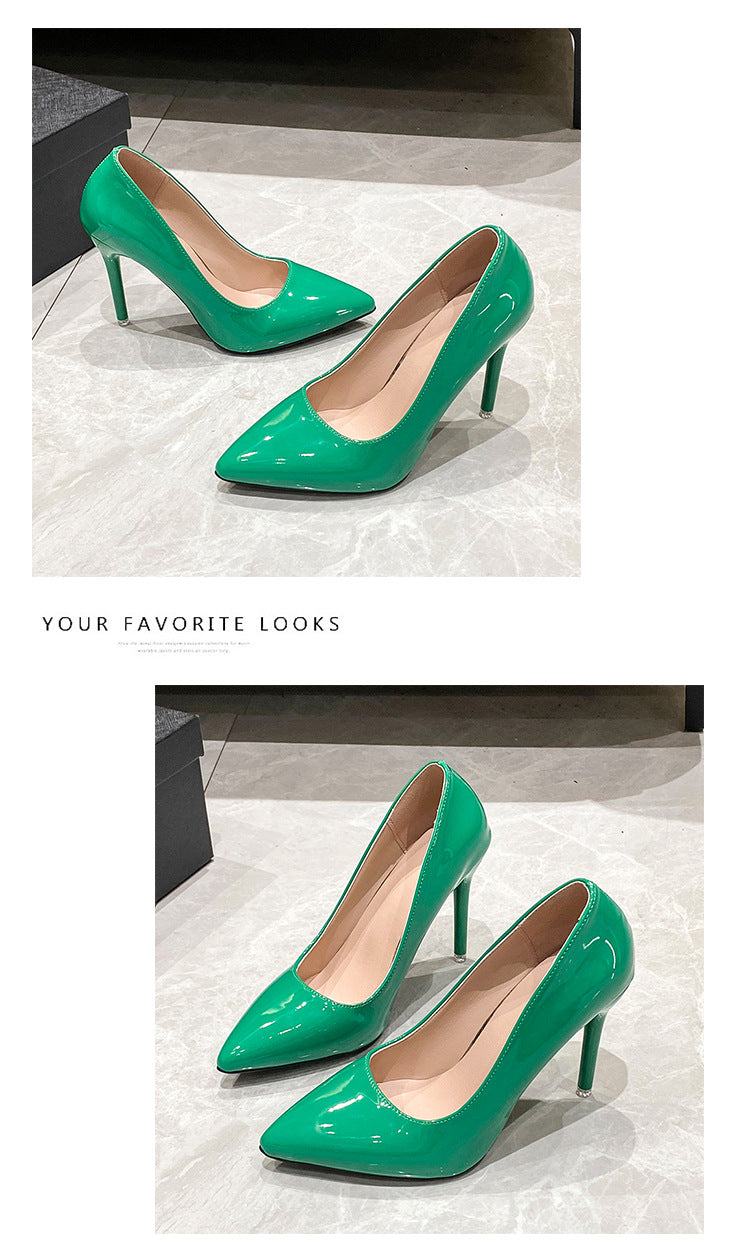 Damen Braut-Lackleder Pumps mit spitzer Zehenform und schlankem Stilettoabsatz Shop Nory