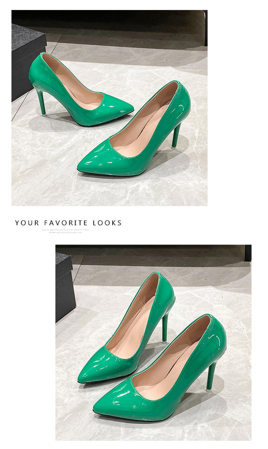 Damen Braut-Lackleder Pumps mit spitzer Zehenform und schlankem Stilettoabsatz Shop Nory