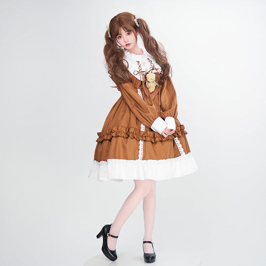 Damen Verspieltes Kostümkleid mit Rüschen und Teddybär-Motiv Shop Nory