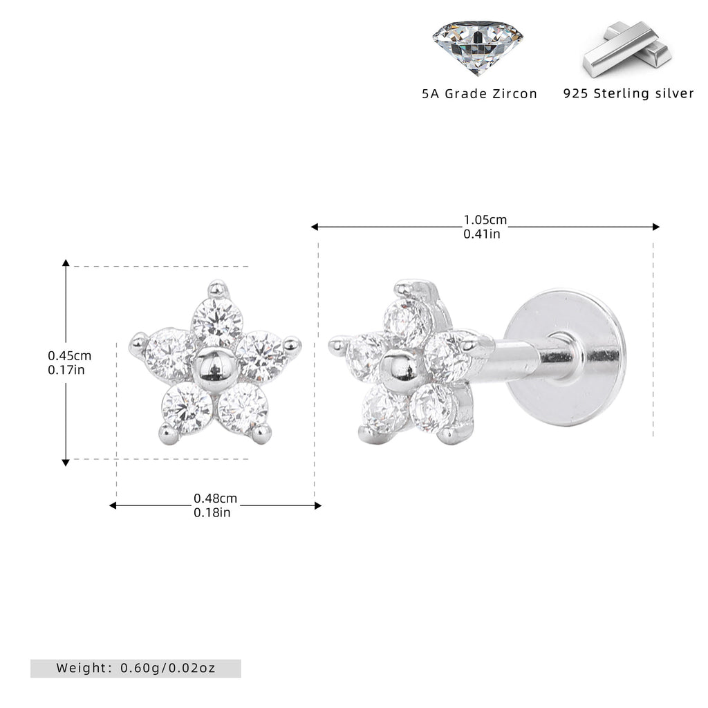 Damen Ohrstecker mit floralem Design aus hochwertigem 925 Sterling Silber und funkelnden Zirkonsteinen Shop Nory