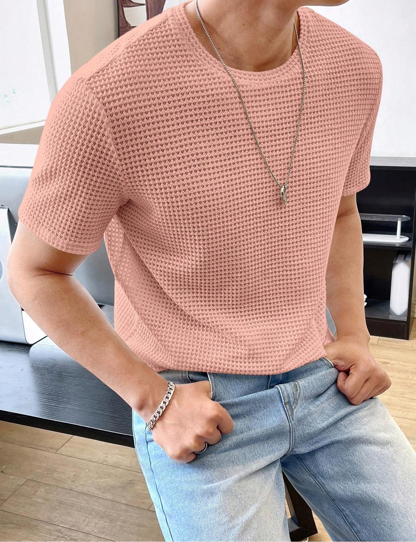 Herren lässiges Struktur-T-Shirt aus atmungsaktivem Material