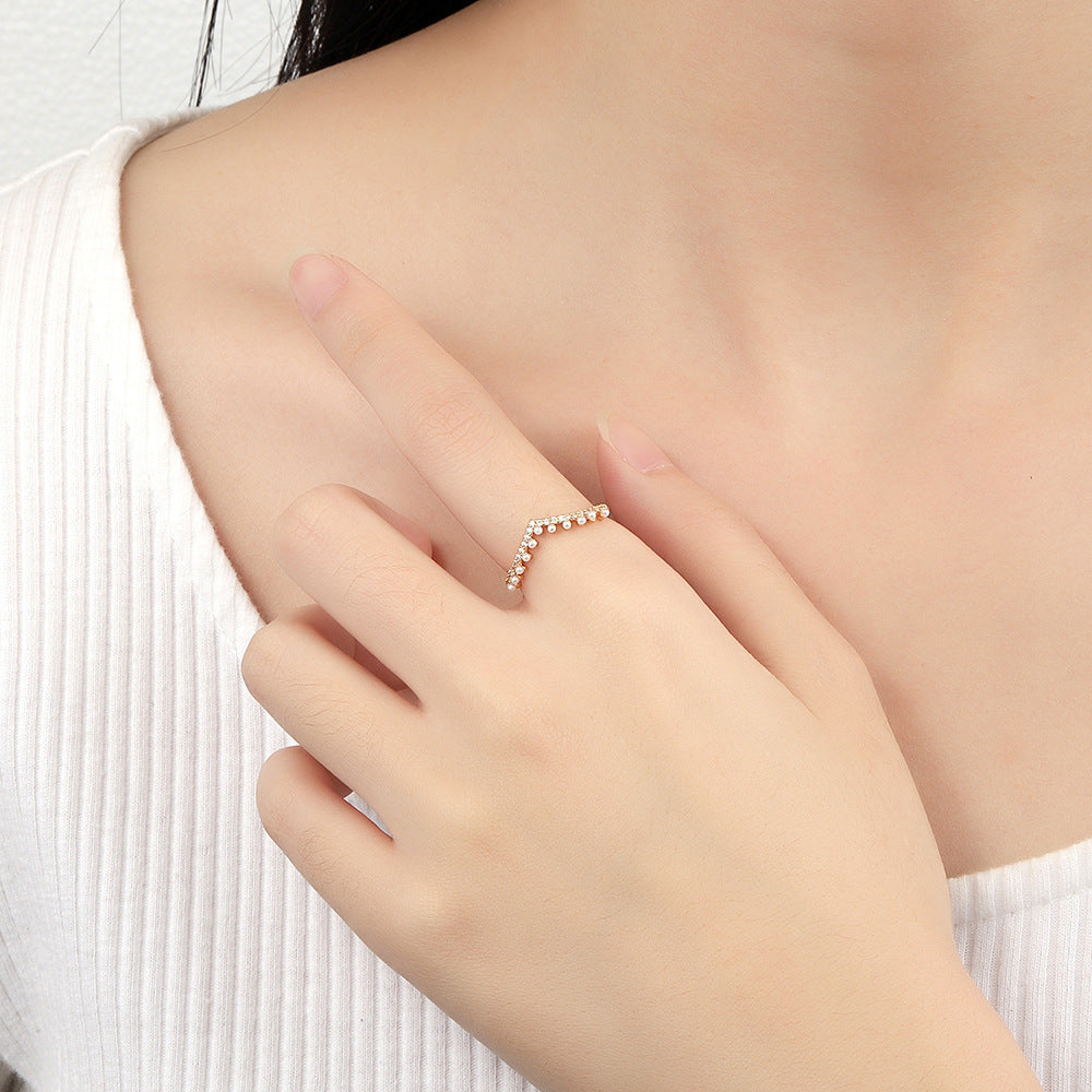 Damen eleganter und funkelnder Ring mit Perlen und Kristallen Shop Nory